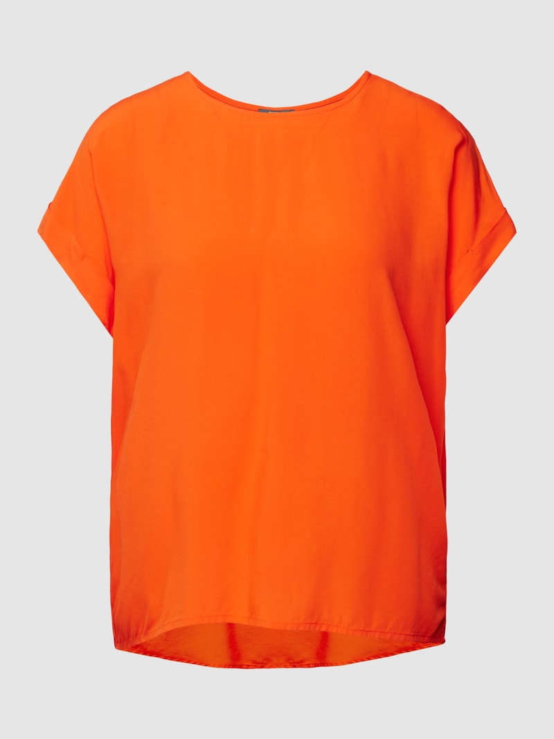 Blusenshirt aus reiner Viskose mit Kellerfalte in dunkel orange