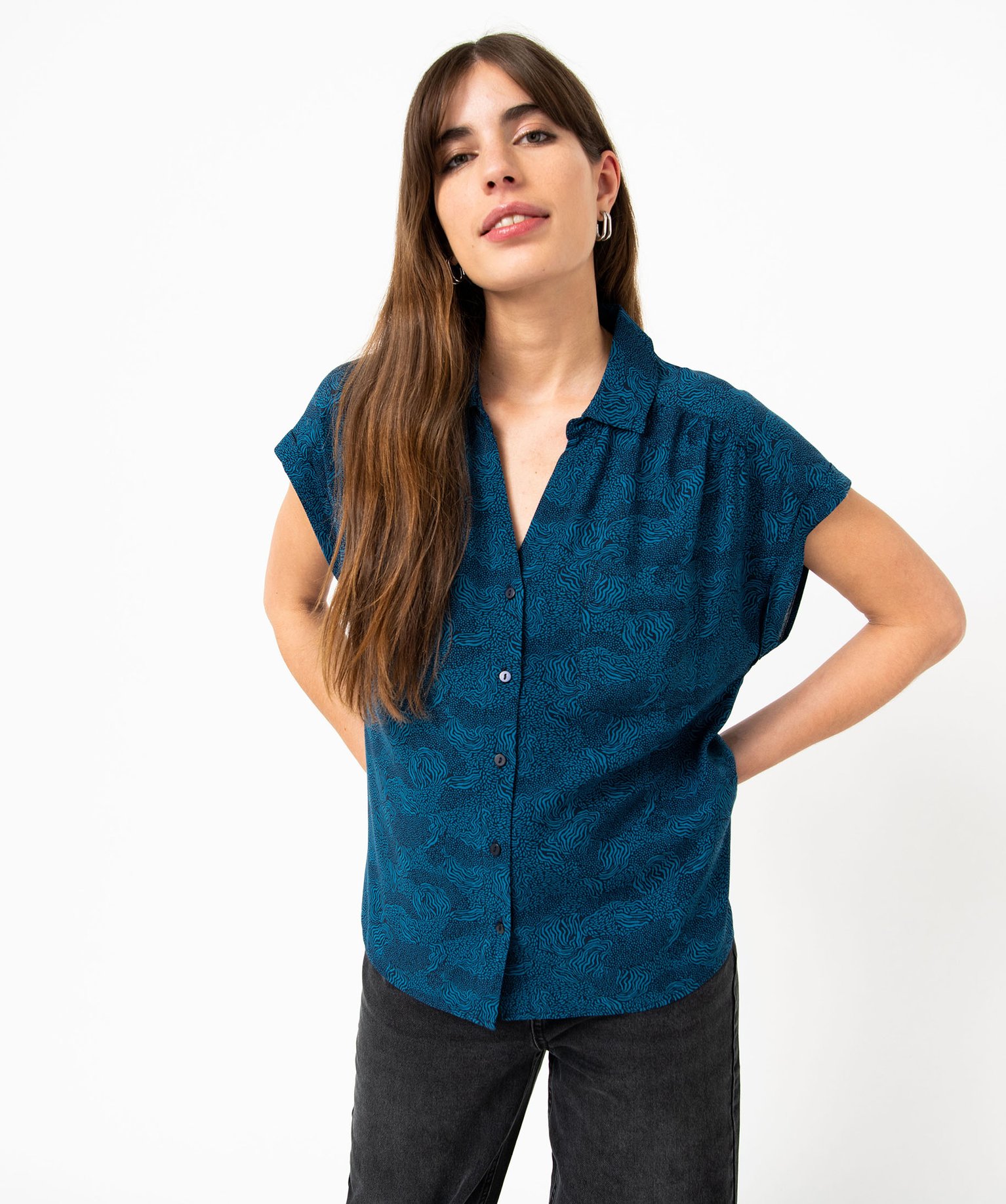 Chemise à manches courtes imprimée femme imprime | GEMO