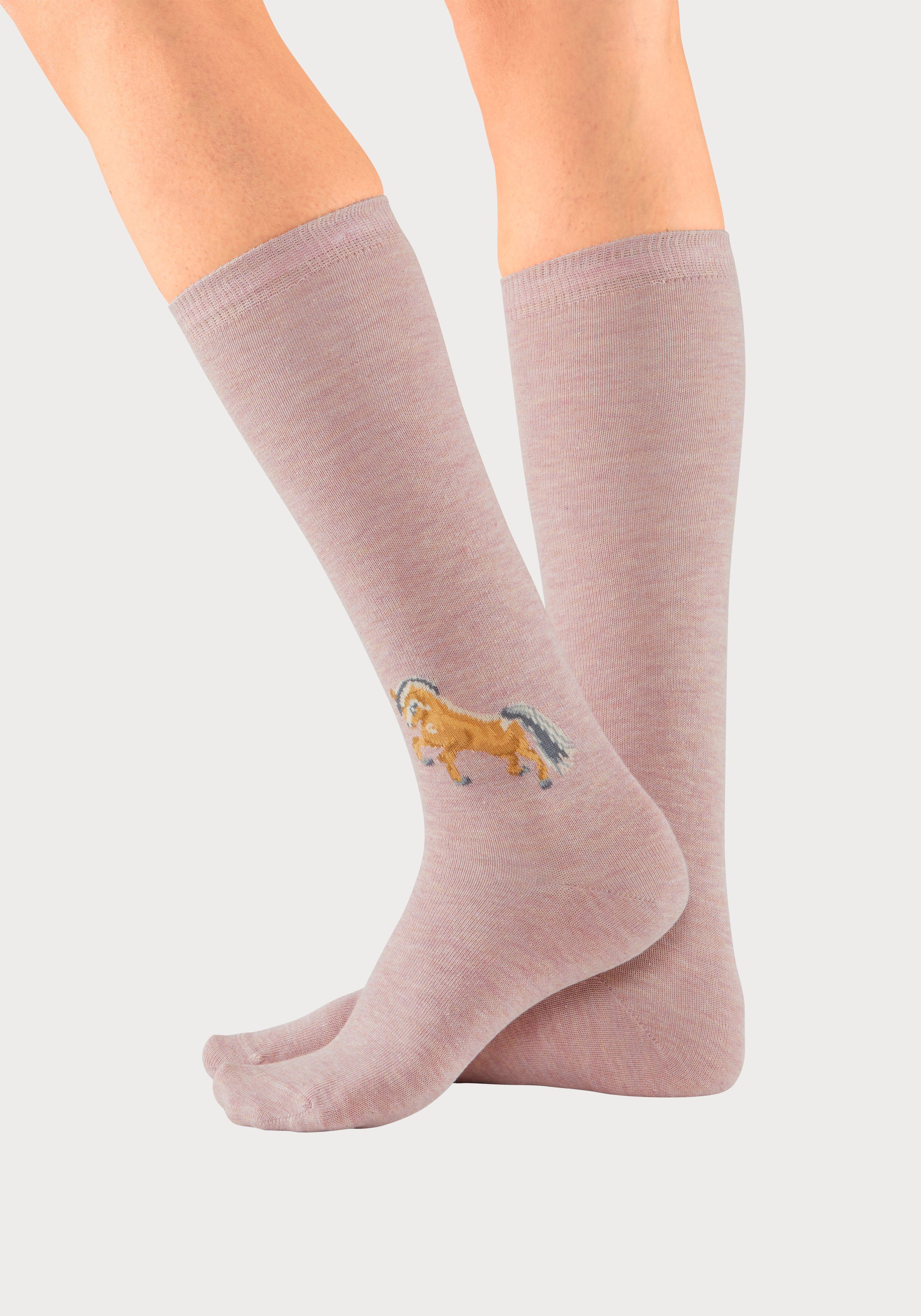 H.I.S Kniestrümpfe (5-Paar) mit eingestricktem Motiv