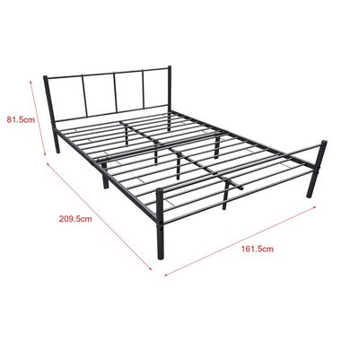 en.casa Metallbett, Laos Bettgestell mit Kaltschaummatratze und Lattenrost 160x200cm