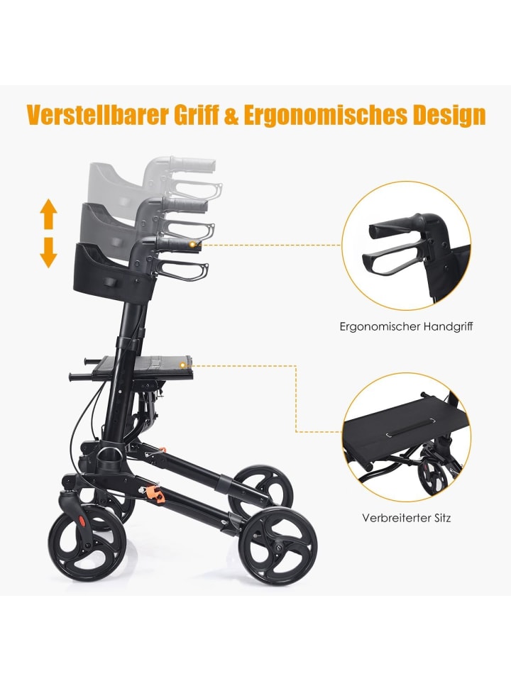 COSTWAY Rollator Alu faltbar & verstellbar in Schwarz günstig kaufen onesize