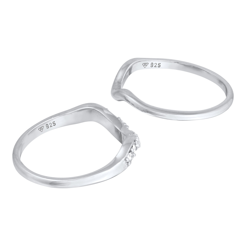 Elli Elli Bague Bagues superposées pour femmes - Ensemble de 2 bagues courbes avec cri Bague