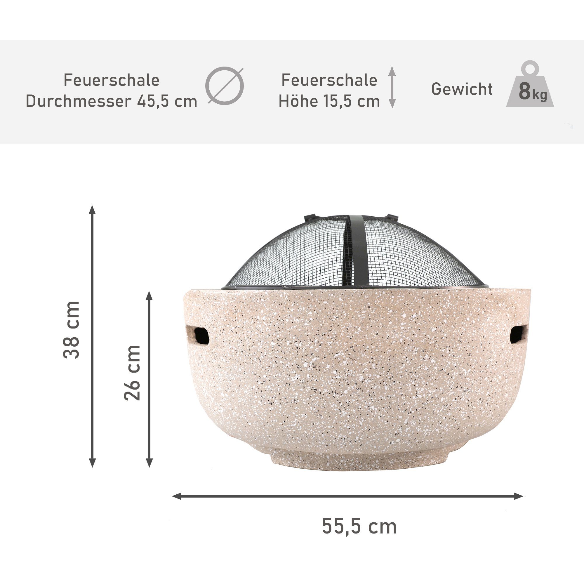 Lemodo Feuerschale Feuerschale mit Grillrost und Funkenschutzgitter