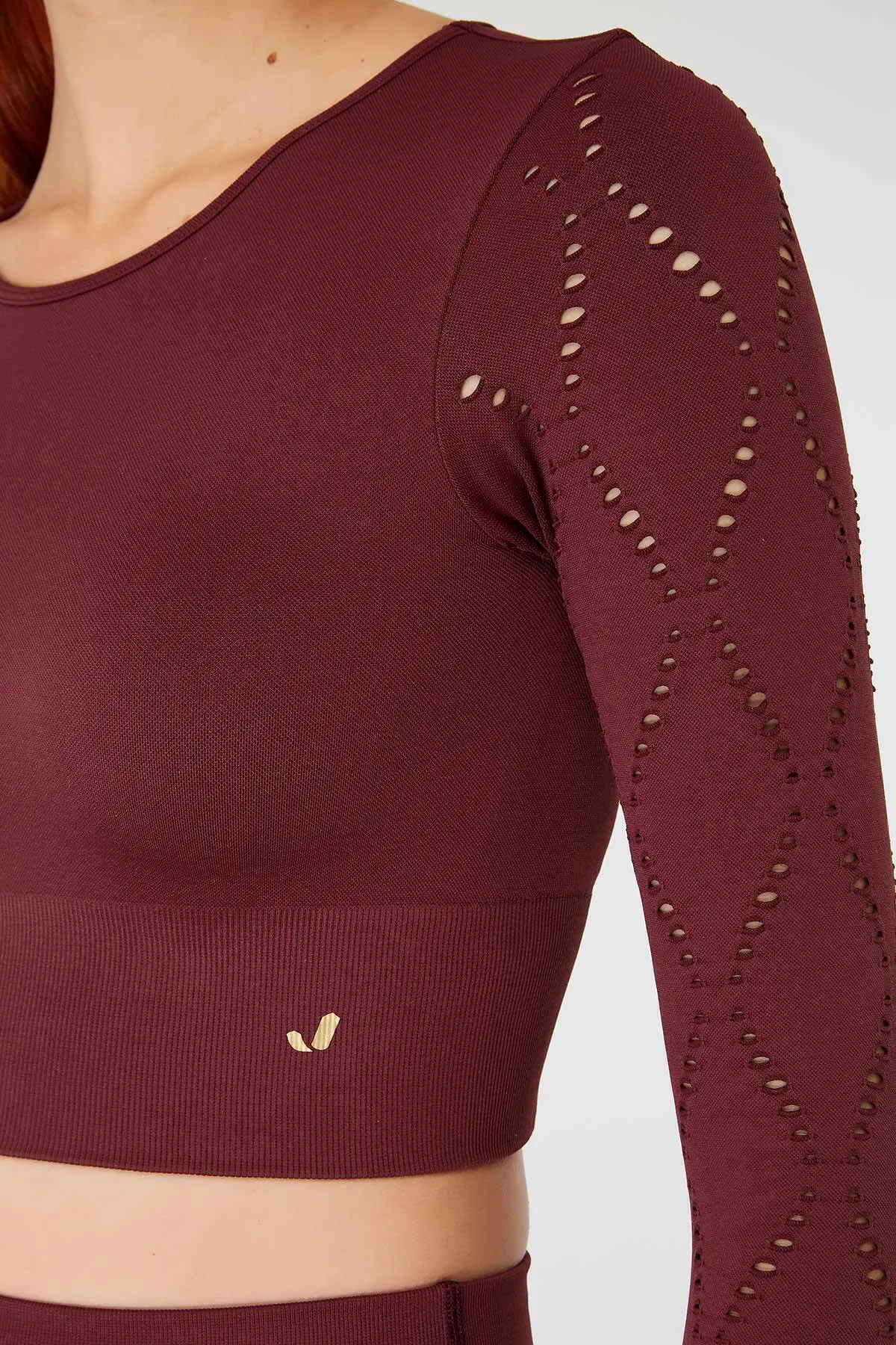 Jerf  Naples Langarm-Crop-Top Econyl Claret Red