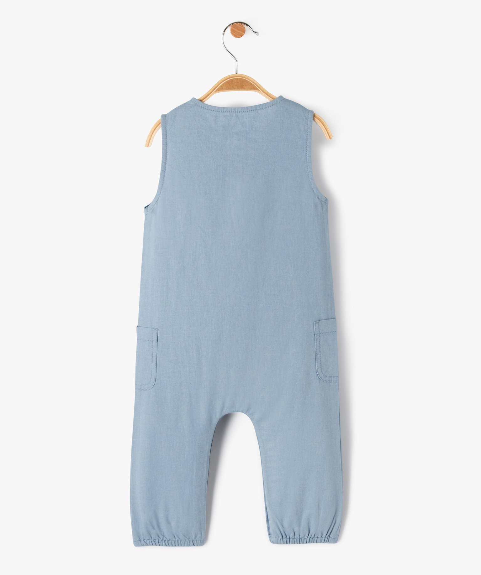 Combinaison bébé Garçon en lin sans manches bleu | GEMO