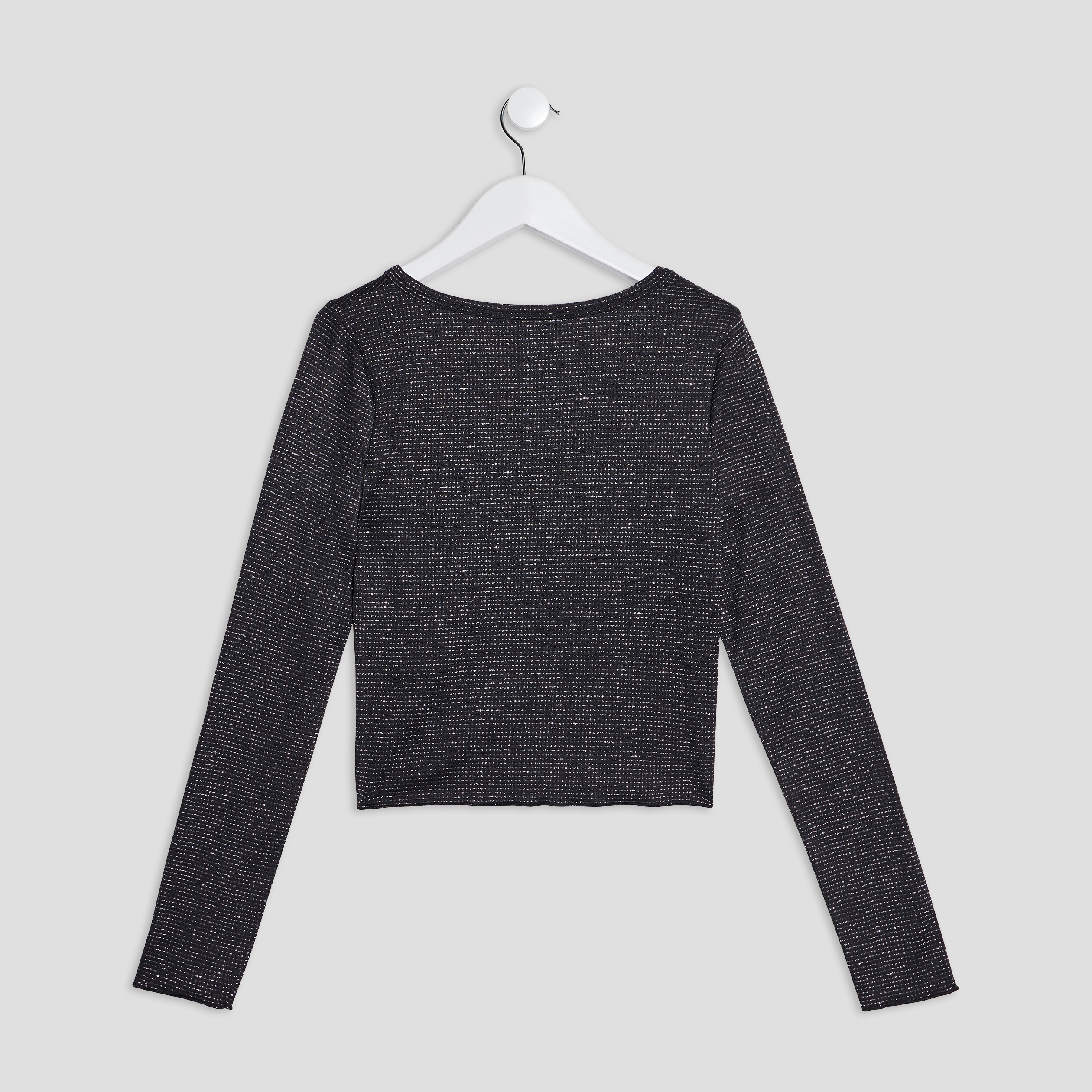 T-shirt cropped manches longues noir femme | La Halle