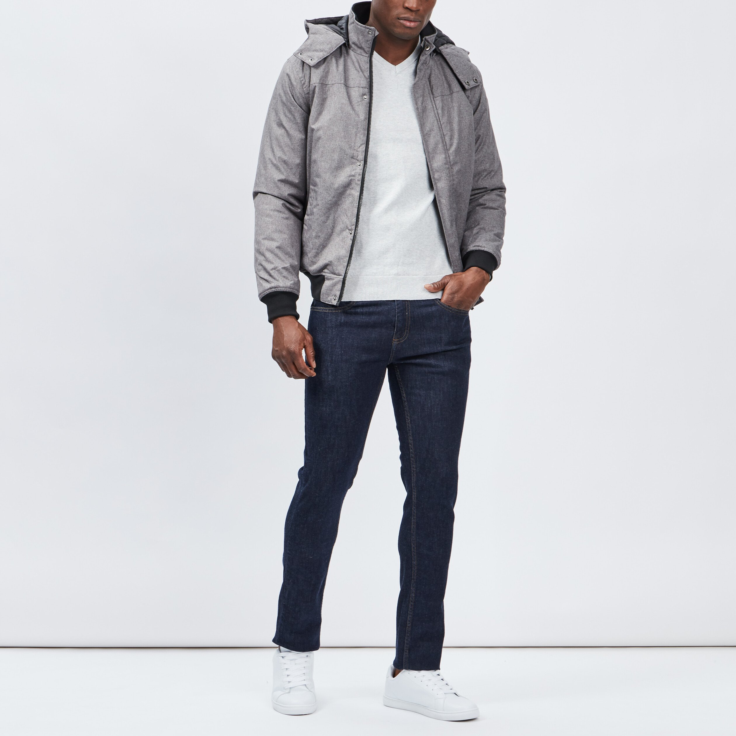 Jeans slim taille standard denim brut homme | La Halle