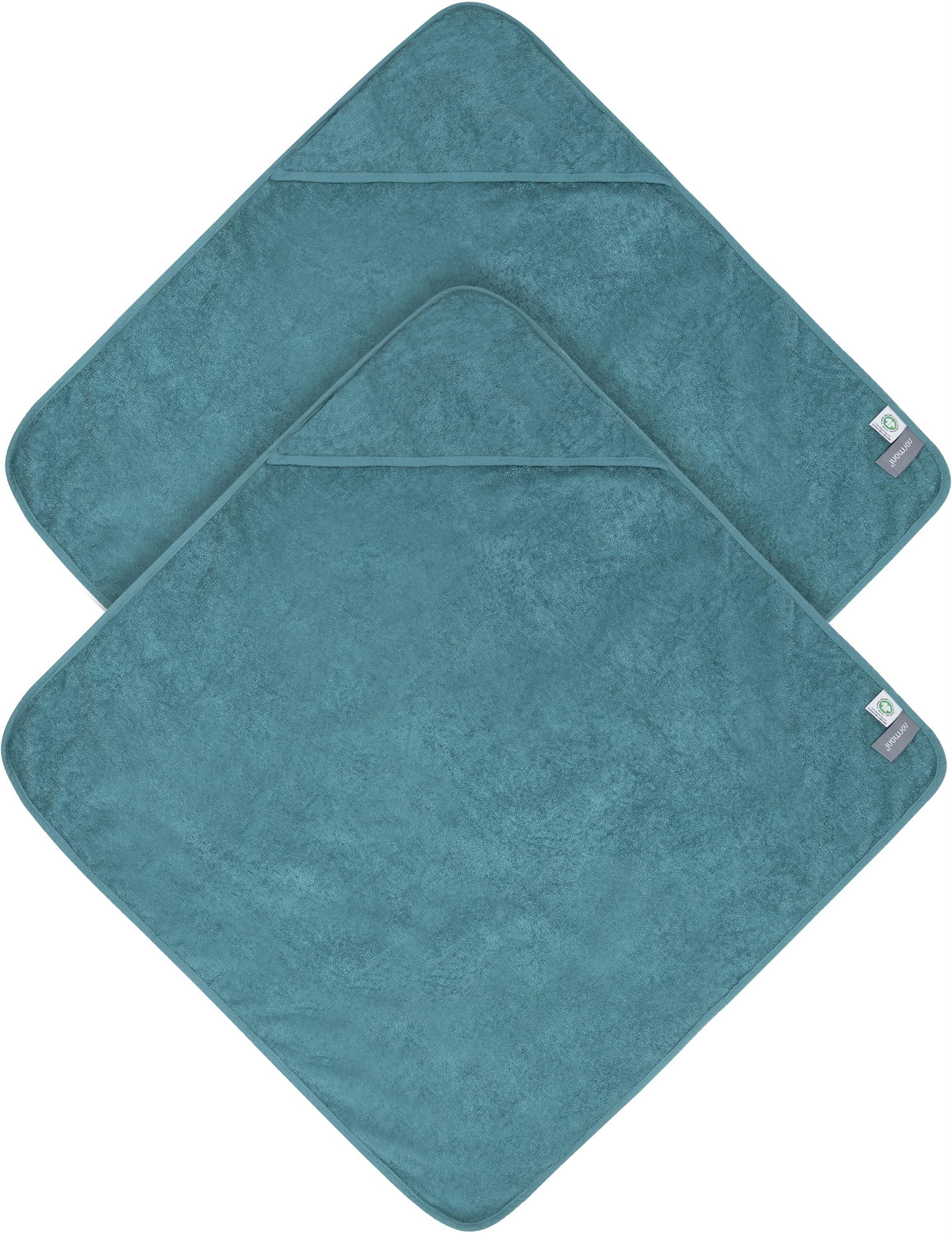 normani Kapuzenhandtuch 2x Baby Wickeltücher aus Bio-Baumwolle, Frottee, Kapuzentuch Badetuch