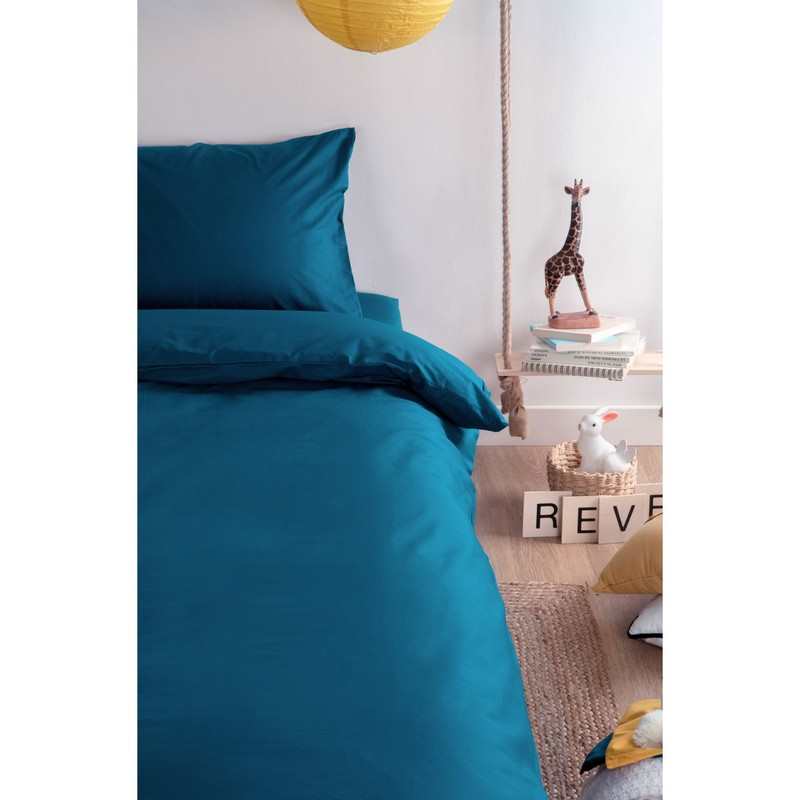 Housse de couette unie en Coton Bio pour lit 1 personne