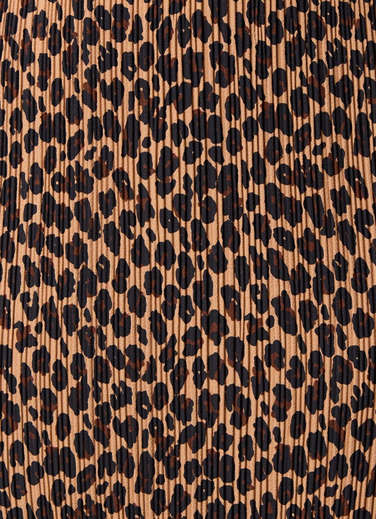 Midi obleka Never Fully Dressed z leopardjim vzorcem in pasom za zavezovanje