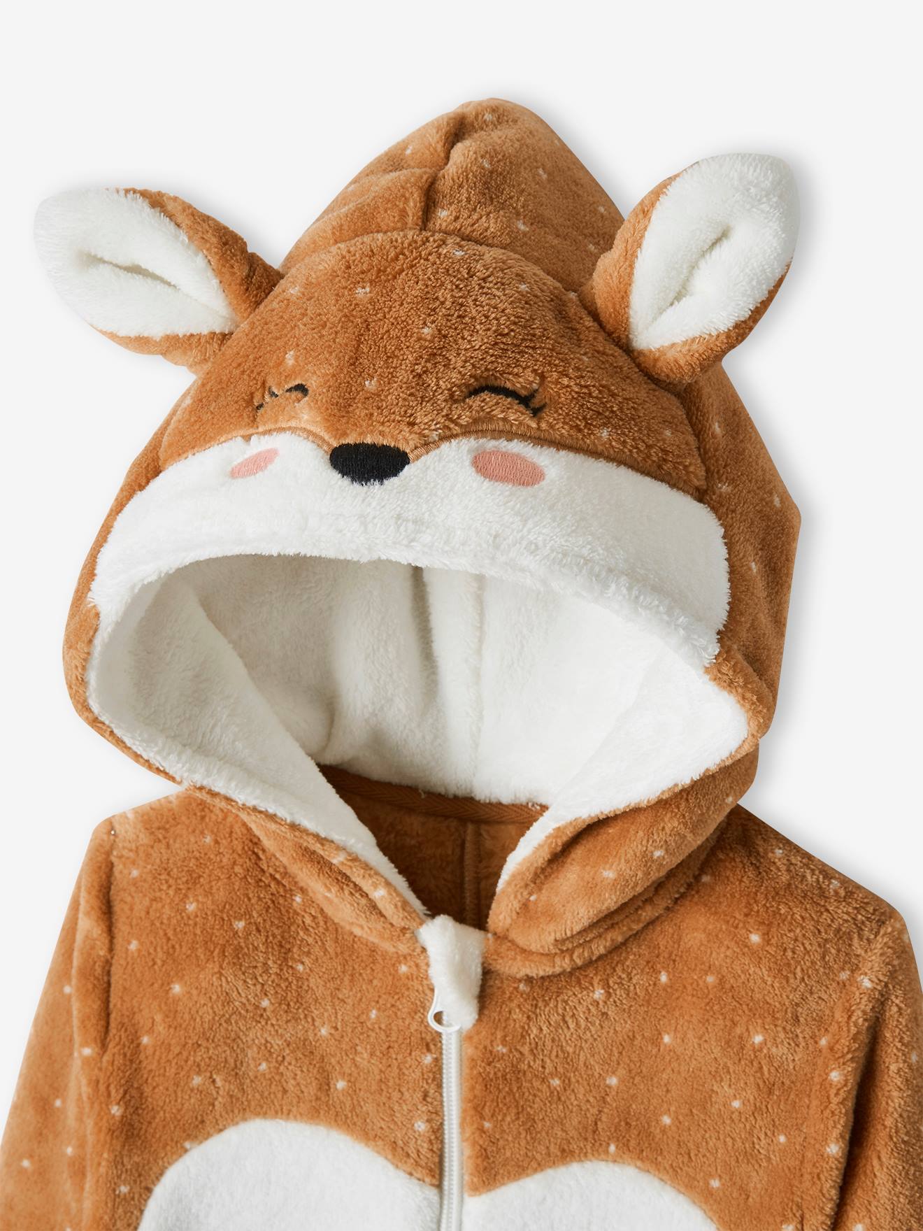 Combi-pyjama renarde fille marron clair