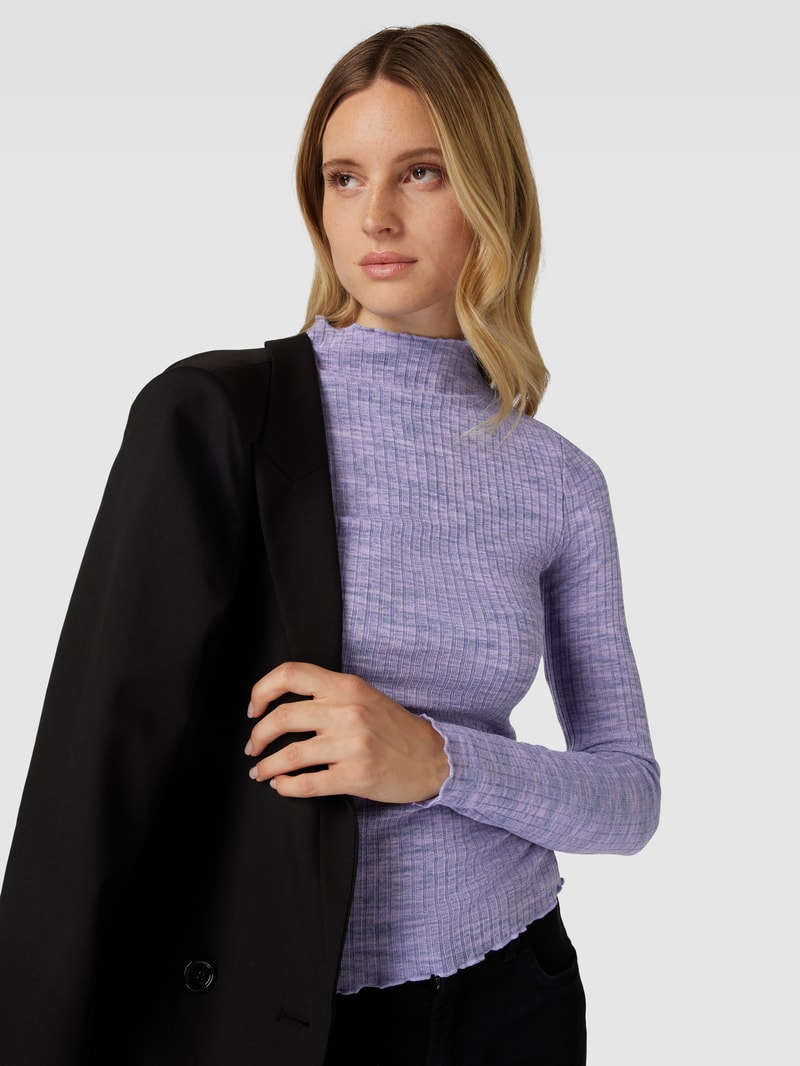 Longsleeve mit Turtleneck Modell 'Soseta' in flieder meliert