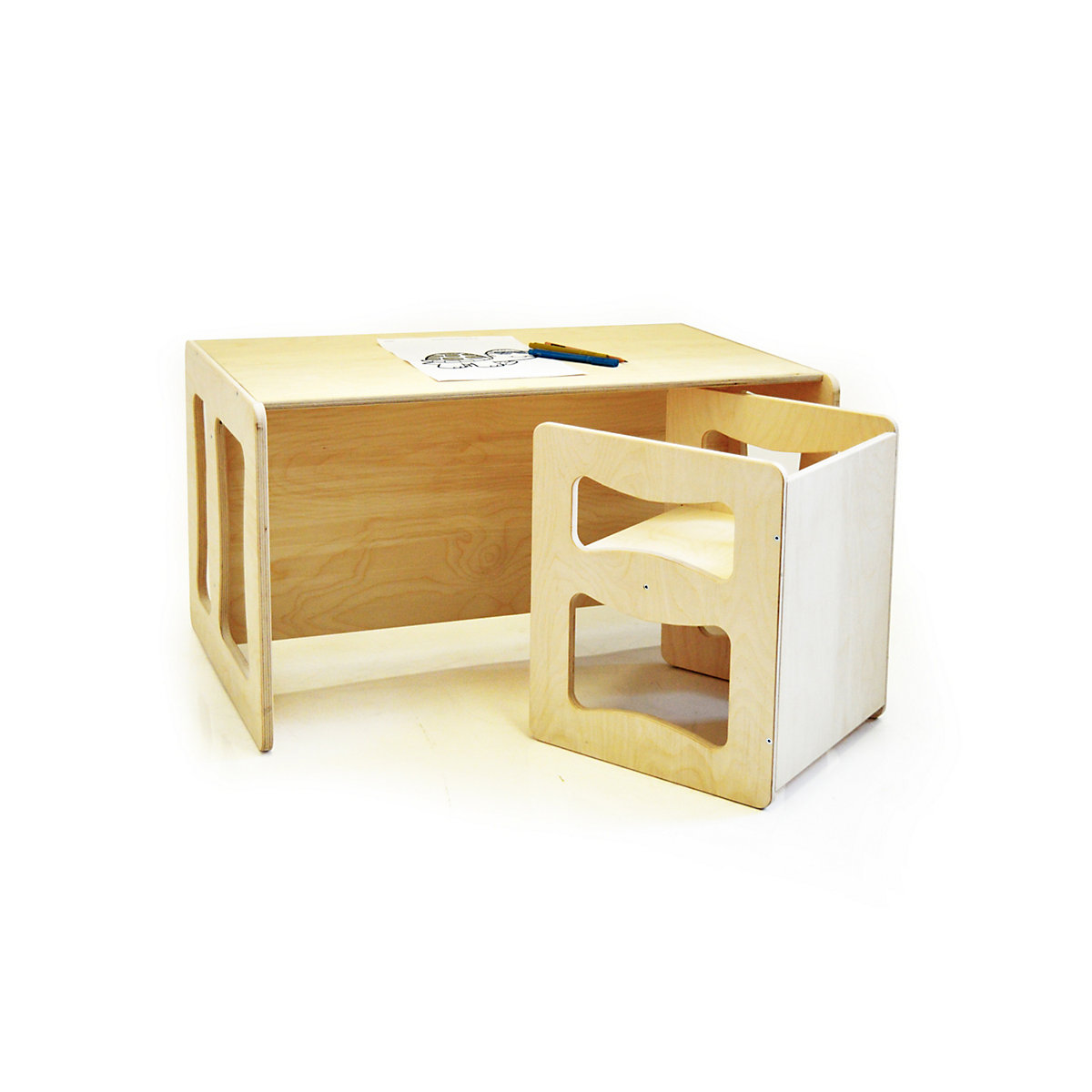 3 in1 multifunktionales Wendemöbel Set, Kindertischgruppe, Kindertisch und Hocker nach Montessori Art, Kindermöbel Sitzbank Kinderstuhl,  Kinderschreibtisch, Wendetisch, Wendestuhl