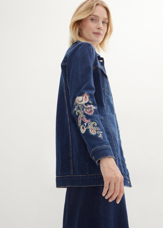 Jeansjacke mit Stickerei