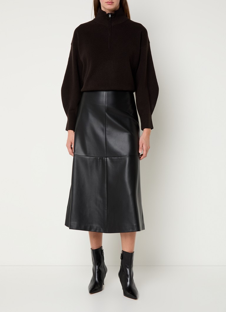 French Connection Crolenda faux leather midi skirt