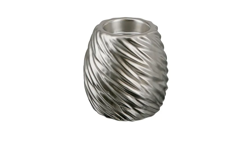 GILDE Teelichtleuchter Wave H=10cm Silberfarben