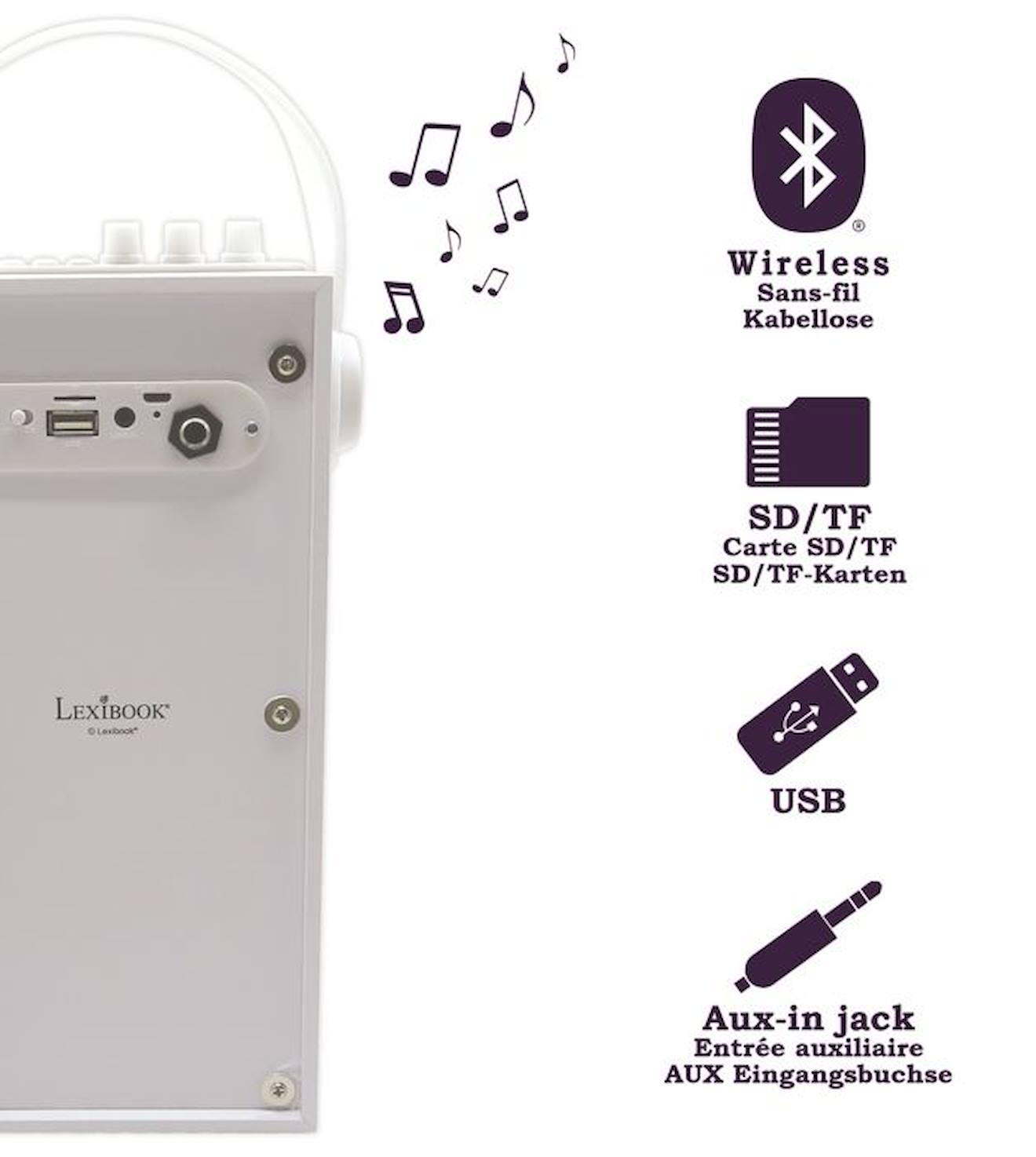 Enceinte Tendance Bluetooth® portable avec micro et effets lumineux iParty® blanc