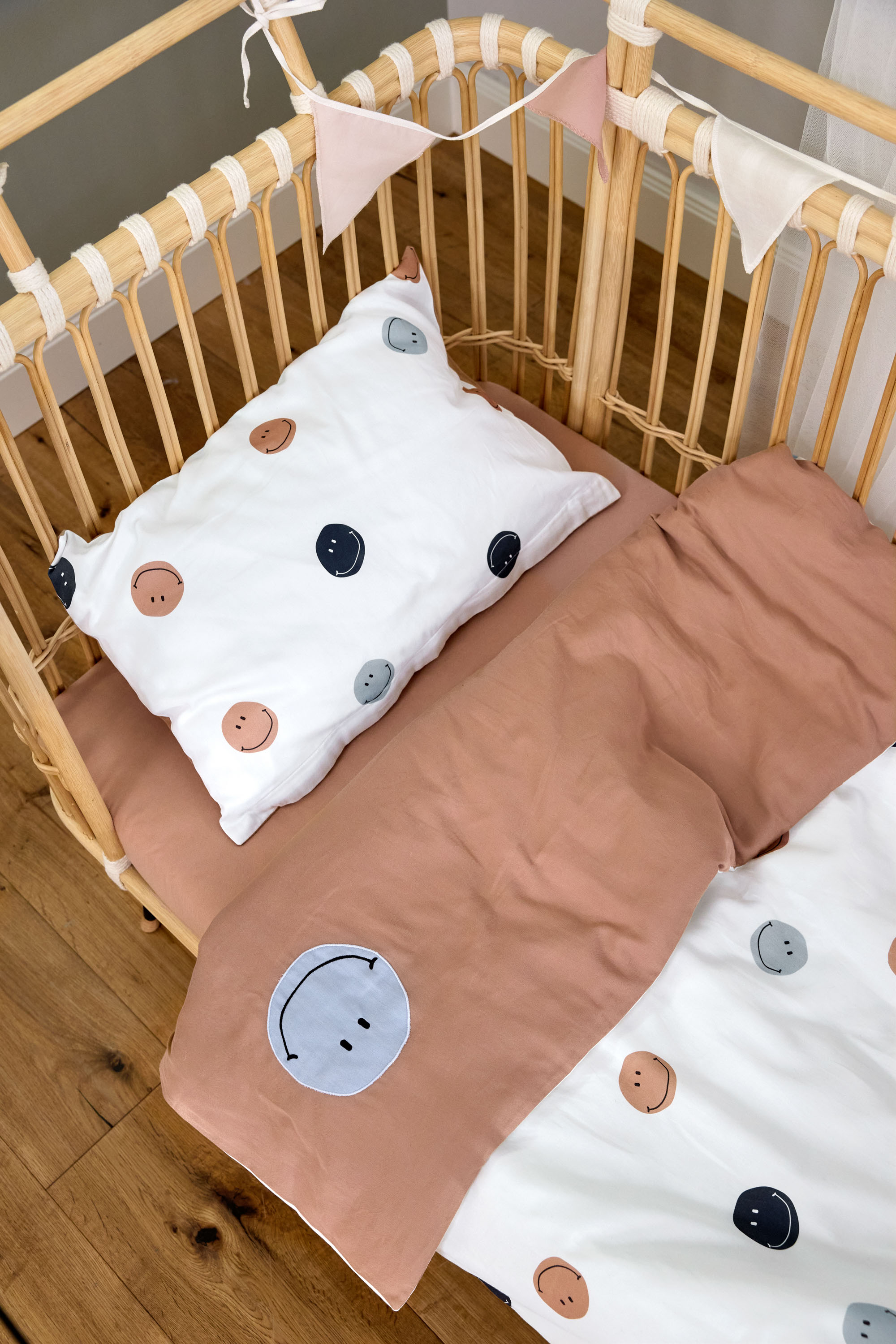 Bettwäsche Set Kinder - Bio Baumwolle, Smile, Braun Milky