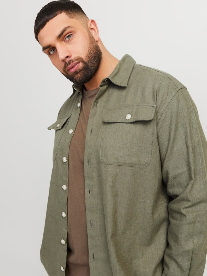 JACK & JONES PLUS Overshirt in Tea Leaf günstig kaufen