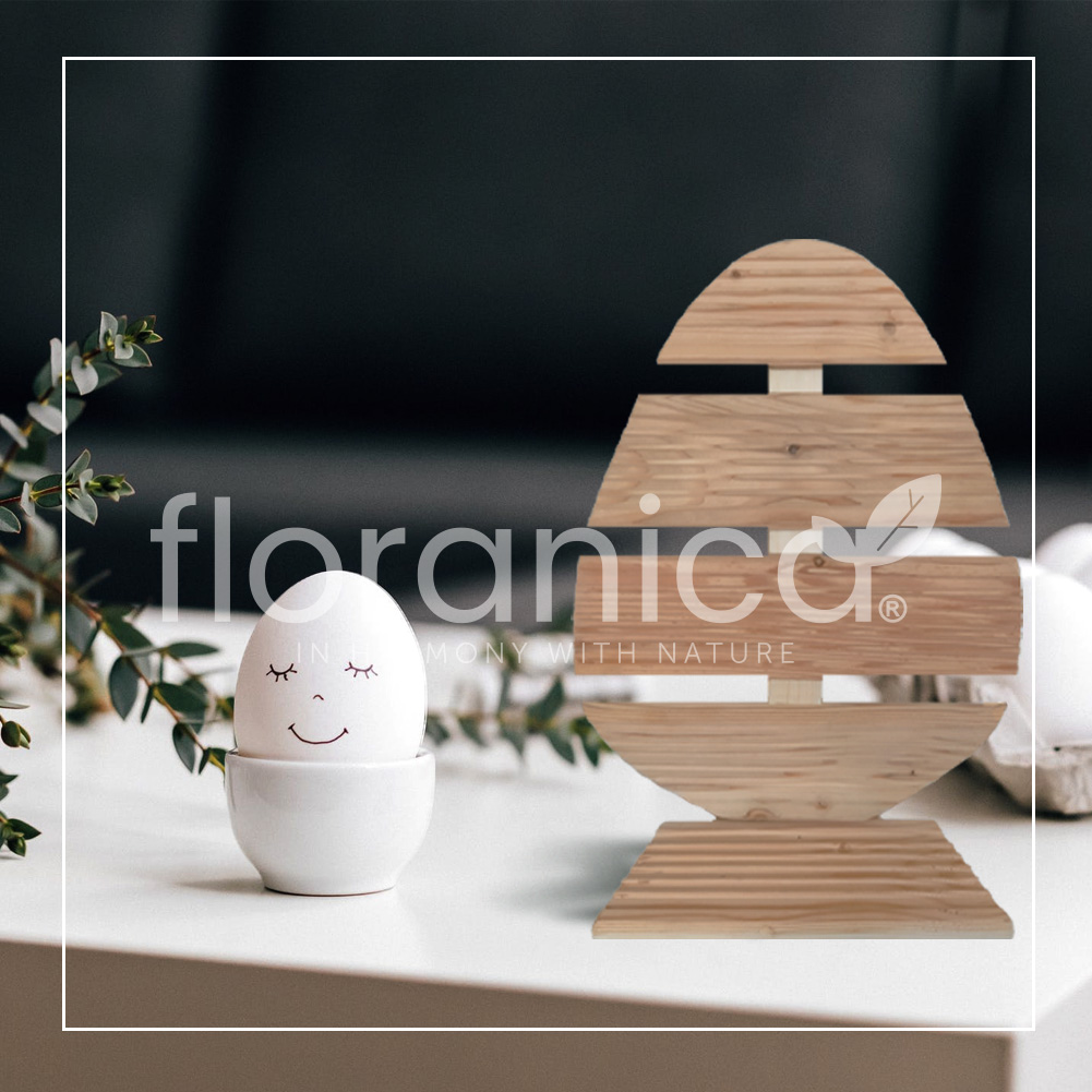 Pemicont Floranica Holz Osterei Osterdeko Lärchenholz Höhe 43cm Breite 31cm Unbehandelt Osterdekoration Modernes Design Kunsthandwerk osterdeko osterhasen tischdeko
