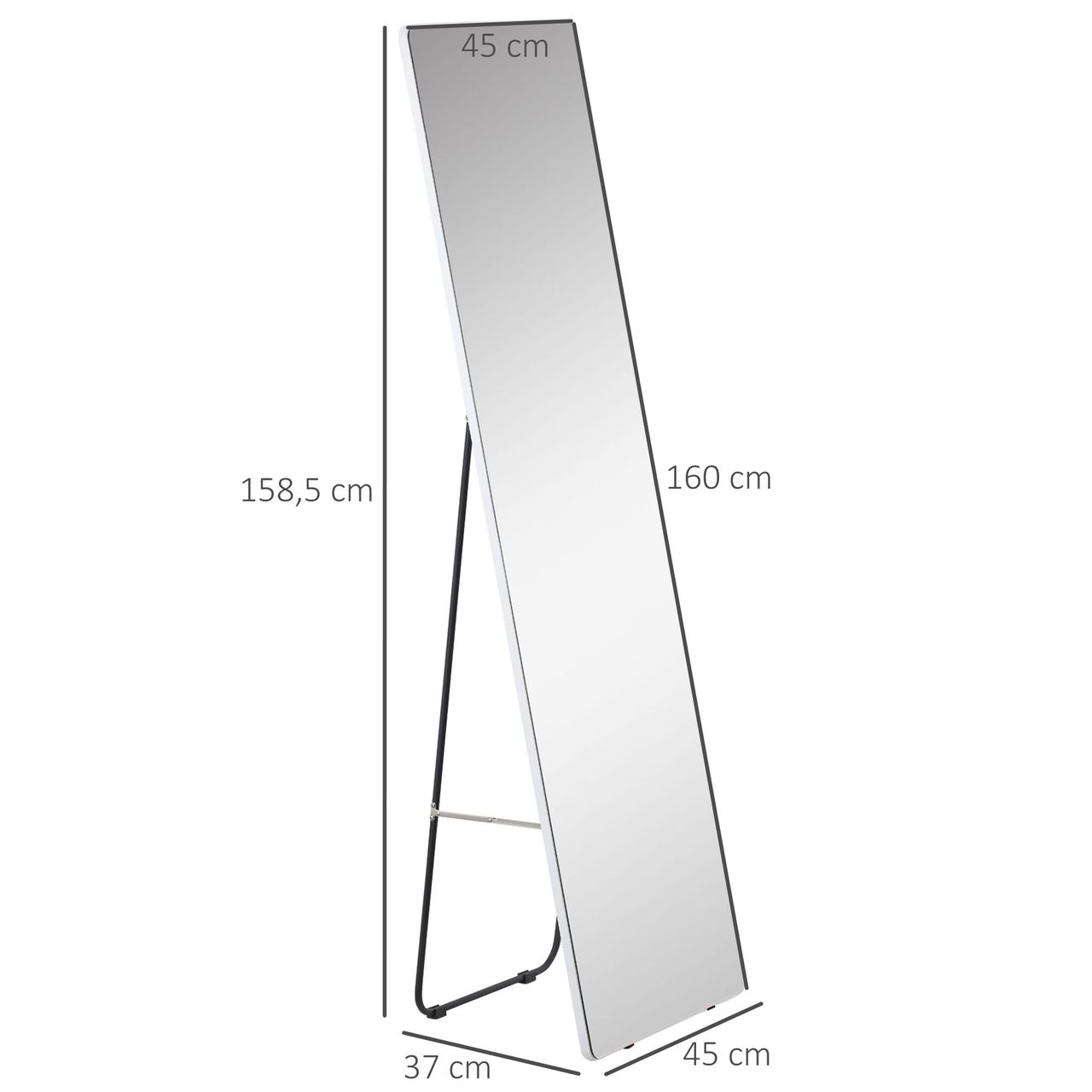 HOMCOM Standspiegel, Ganzkörperspiegel mit Ständer, 45 x 160 cm Wandspiegel