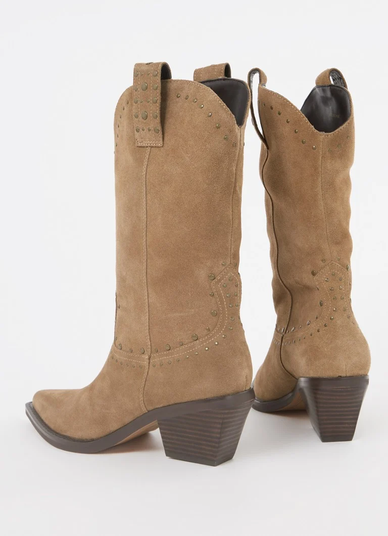Stivali da cowboy in pelle scamosciata Dune London Podeo con borchie