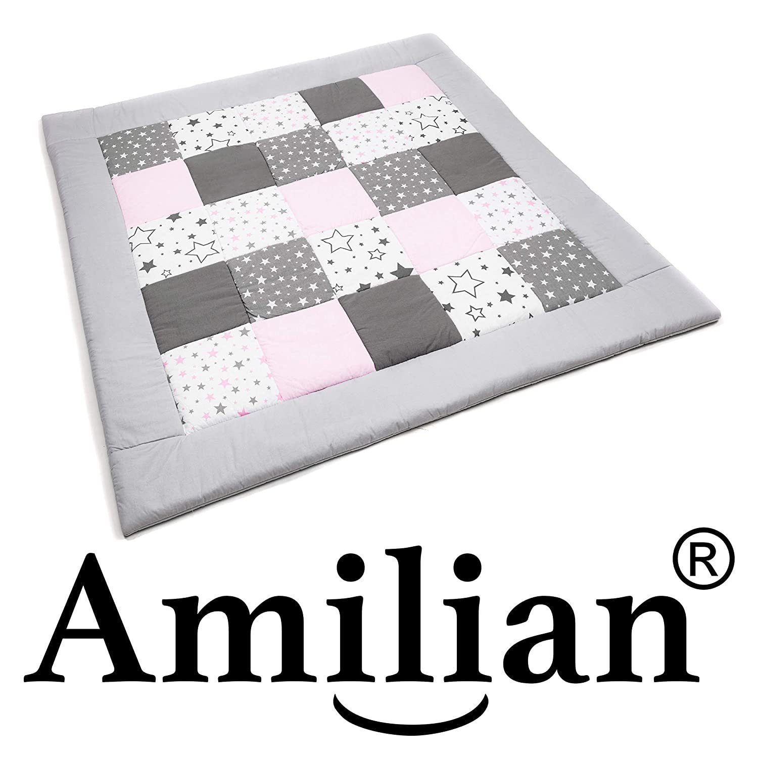 Krabbeldecke (Made in EU) Patchworkdecke, Patchwork: Spieldecke, Laufgittereinlage, Decke, Kuscheldecke, Spielmatte, Matte, Krabbelmatte, als Geschenk für Baby, Kinder, Erstausstattung M059, Amilian