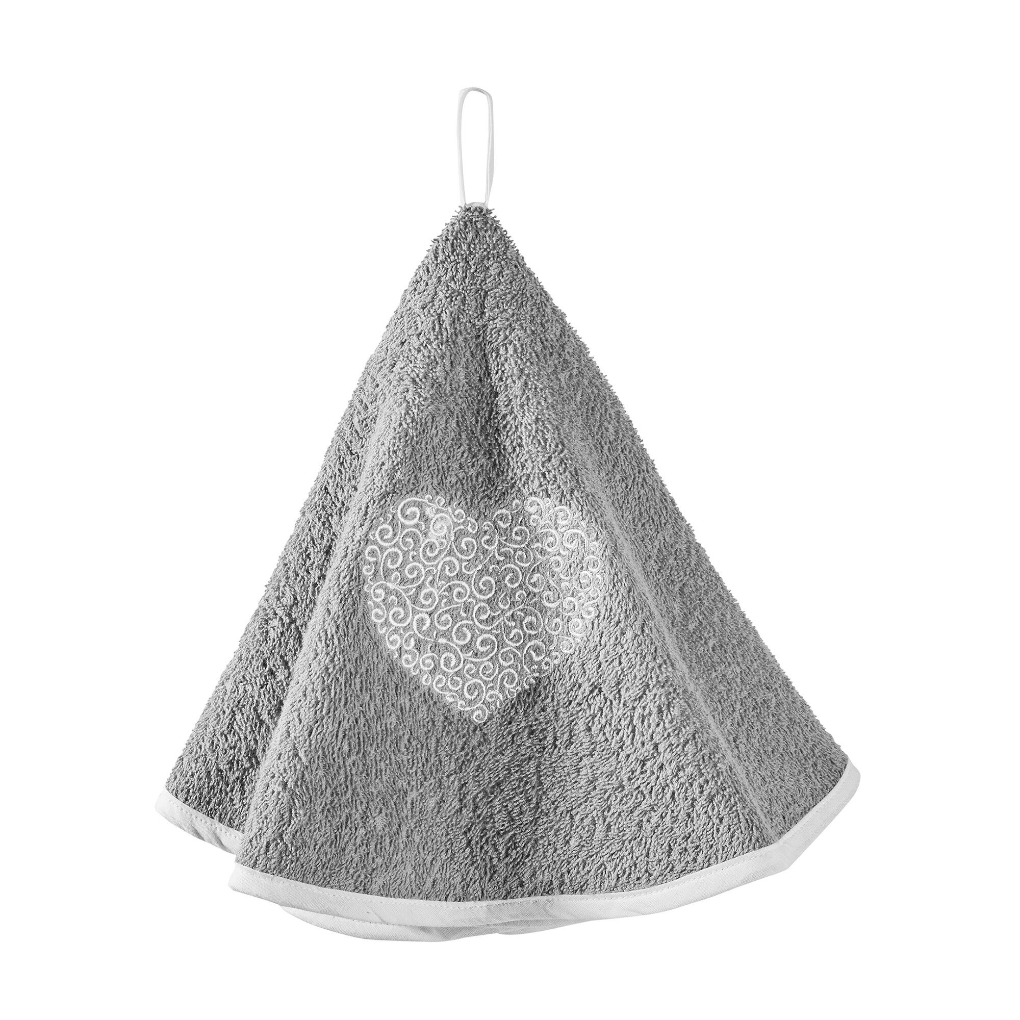Essuie-mains éponge brodée coeurs forme cloche