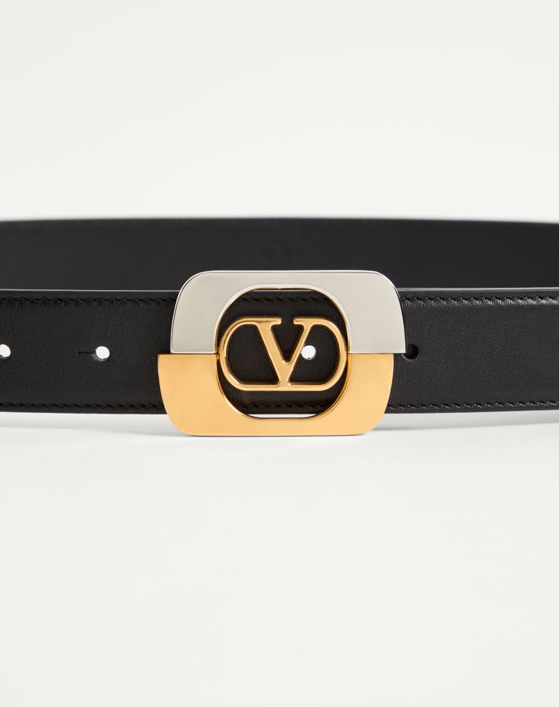 Cinto exclusivo Valentino Garavani VLogo em pele de bezerro brilhante 30 mm