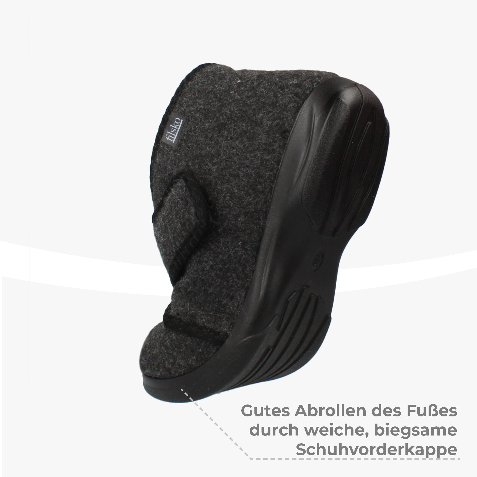 filsko Hedlunda Winter Filz HausSchuhe für Herren Hausschuh (rutschhemmender EVA Sohle) mit Klettverschluss
