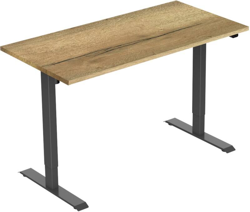euroseats Oak Rechteckig Elektrisch Höhenverstellbar Sitz-Stehschreibtisch Eiche Holz, Metall Schwarz 1.200 x 800 x 750 - 1.235 mm