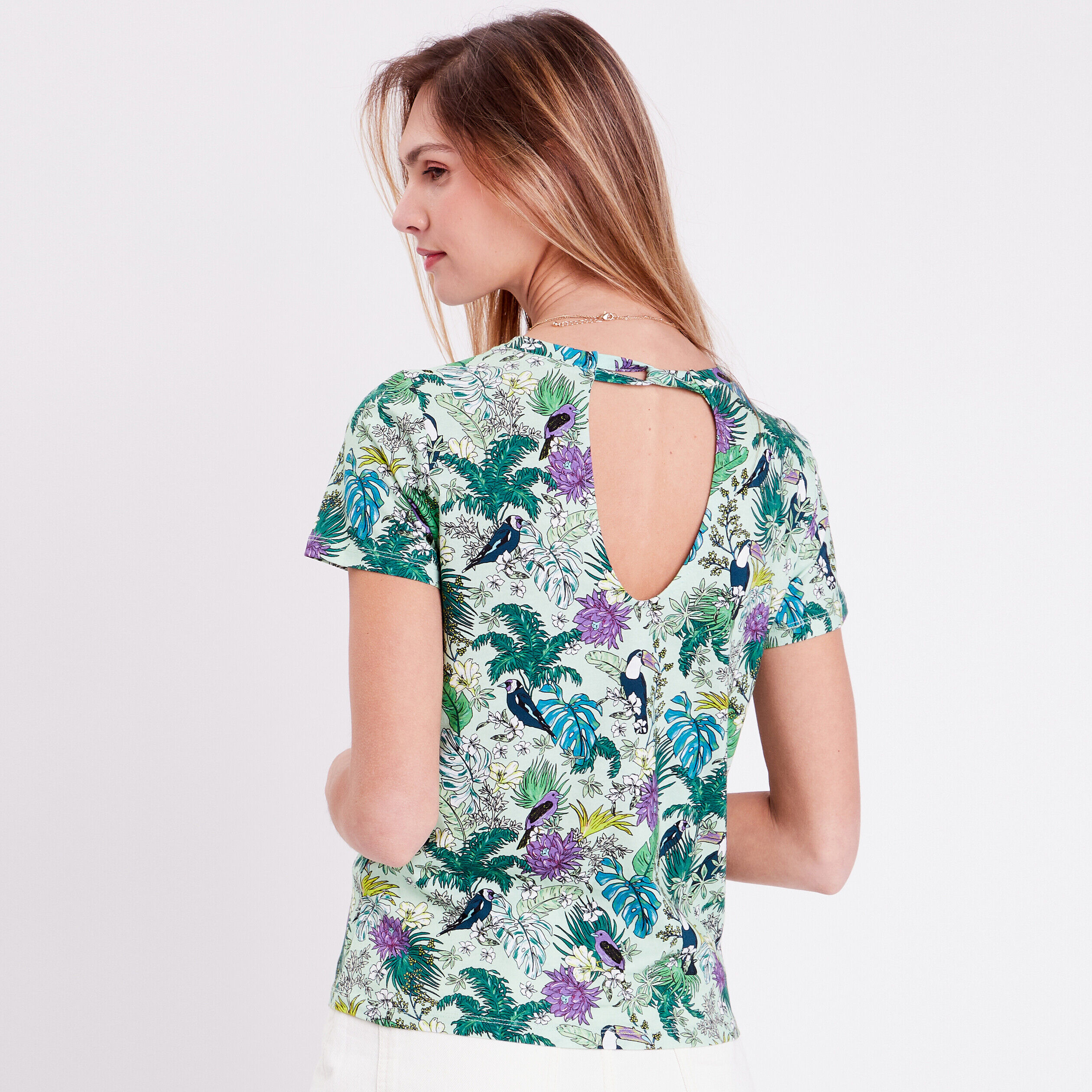 T-shirt manches courtes bleu femme | Cache Cache