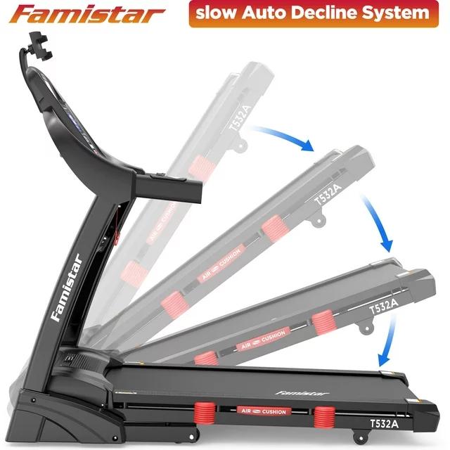 Famistar Clearance Folding Treadmill for Home with 15 Levels Auto Incline, 300LB Capcity, 10MPH Fast Speed Controls, Portable Treadmill Running Walking Machine, 4.5HP, Knee Strap Gift