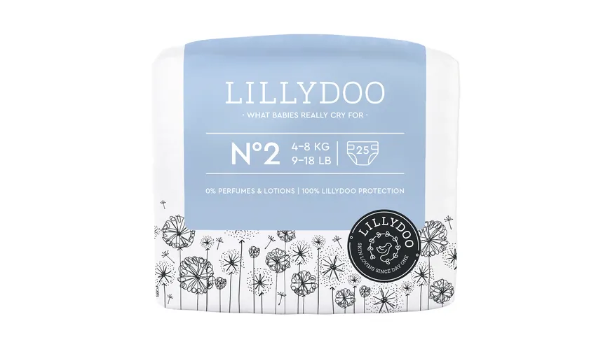 LILLYDOO hautfreundliche Windeln Gr. 2 (4-8 kg), 25 Stück