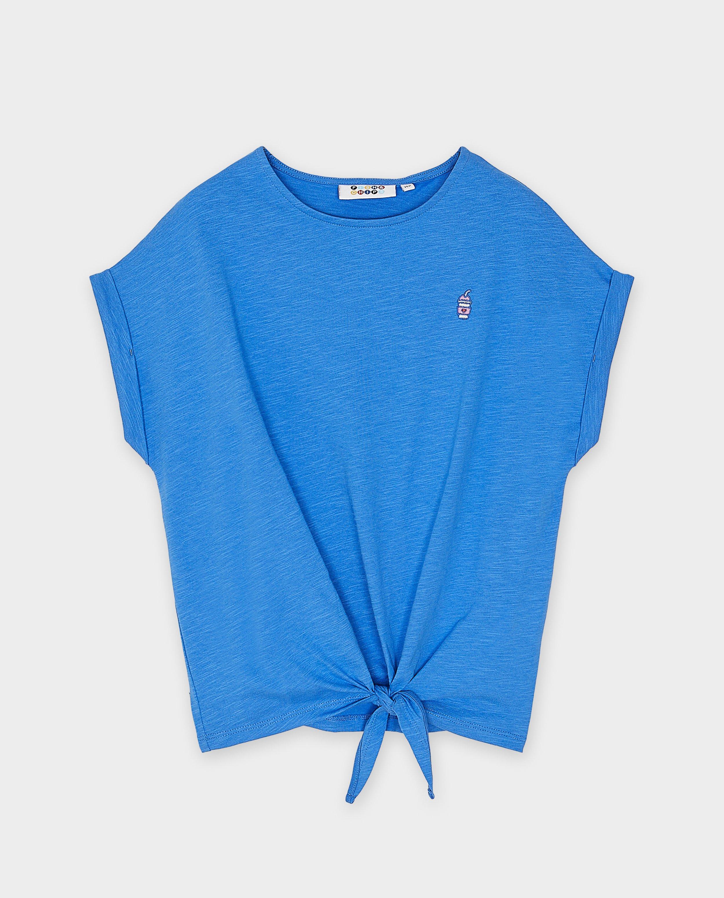 Tricou Fish & Chips cu pictogramă brodată albastră