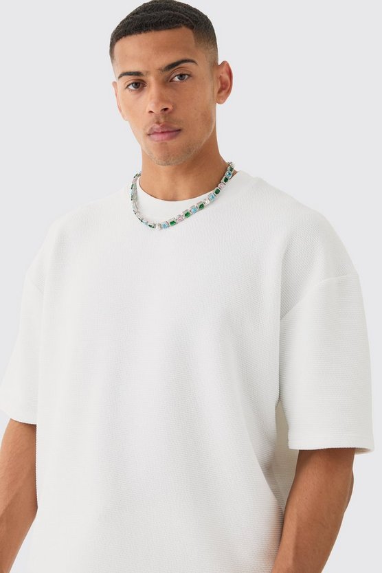 Kastiges strukturiertes Oversize T-Shirt