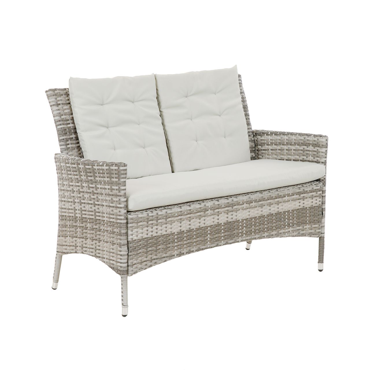 greemotion Dining-Set Loungeset Parma 4-teilig, Polyrattan Gartenmöbel Sofa- Set, Kissen Grau