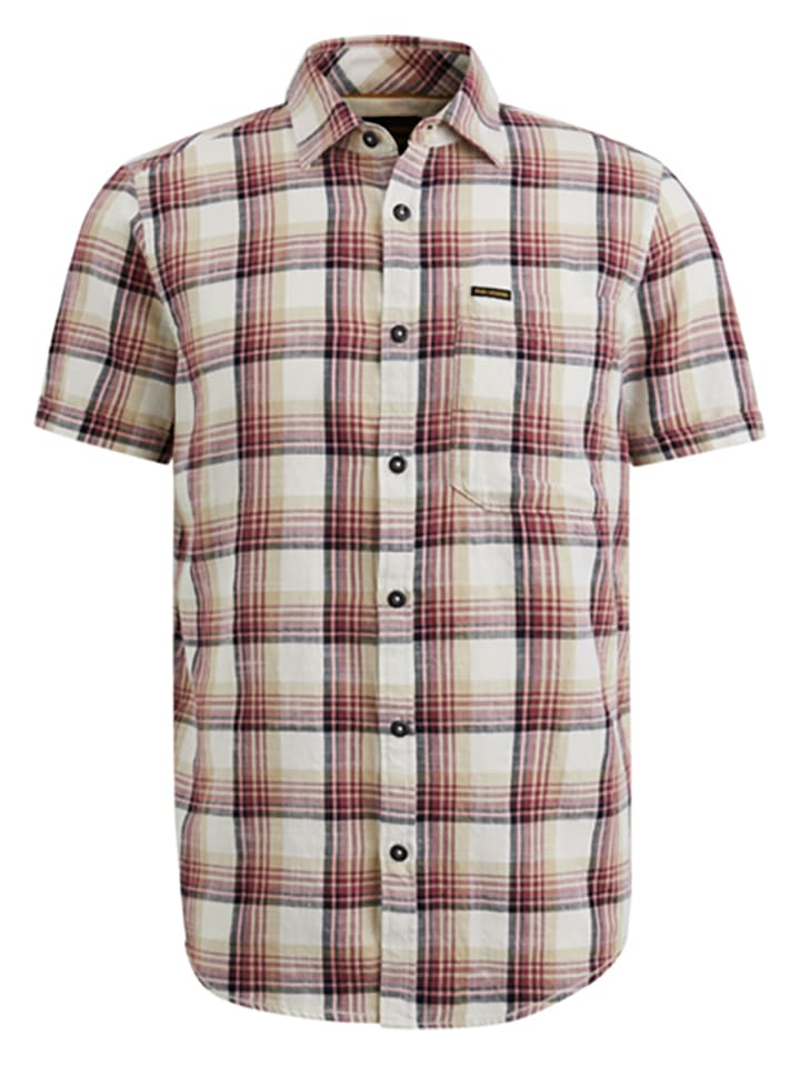 PME Legend Hemd - Regular fit - in Beige/ Rot günstig kaufen
