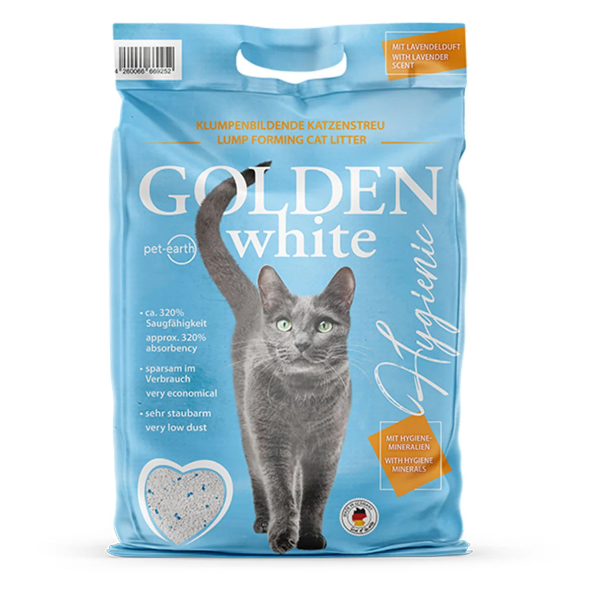 Golden White Hygienic Katzenstreu mit Lavendelduft