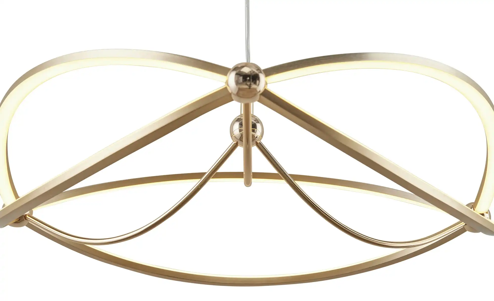 Trio LED-Pendelleuchte messing matt, geschwungen