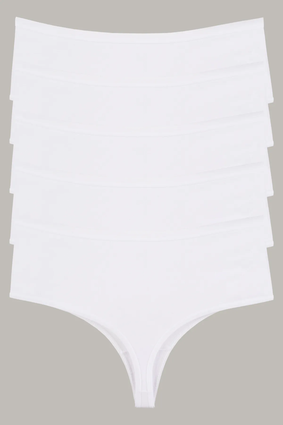 Nicoletta  Damenhöschen, Tanga mit hoher Taille, große Größe, 5 Stück, WEISS