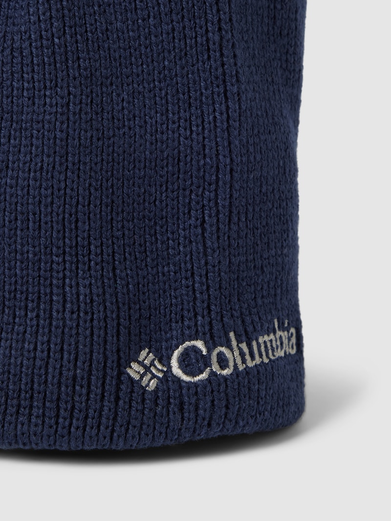 Strickmütze mit Label-Stitching Modell 'BUGABOO' in marineblau