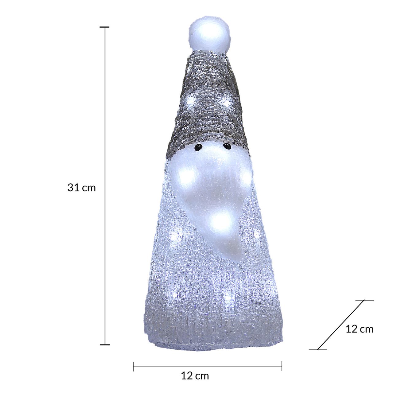 Casaria monzana® LED Figur Santa Acryl 31 x 12 x 12cm weiß/grau