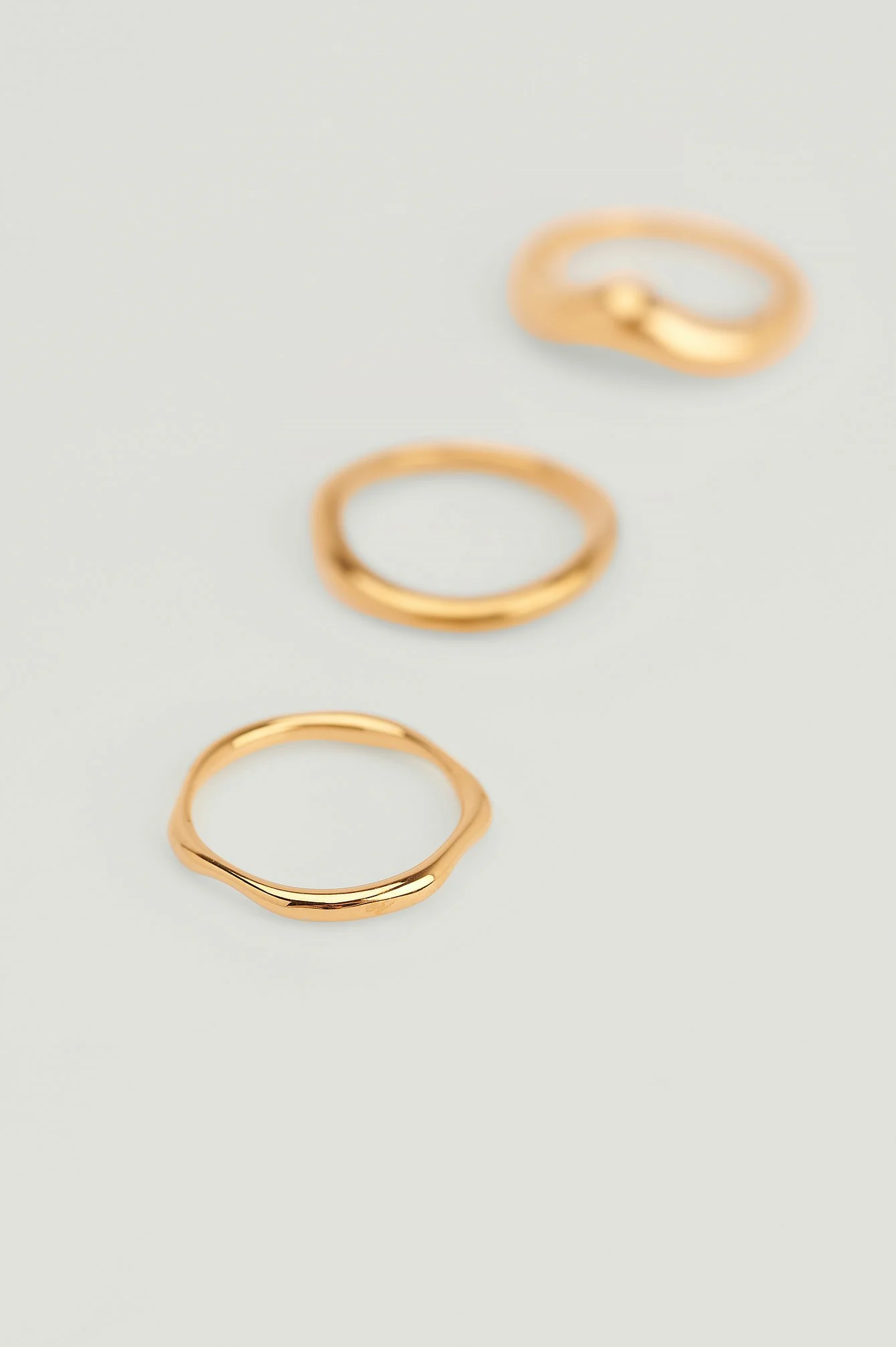 Recycelte Vergoldete gewellte Ringe im 3-er Pack