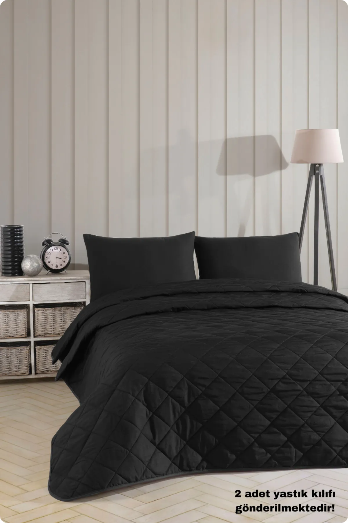 Formeya  Bettüberwurf Doppelbett - Schwarz - Geometrisches Muster