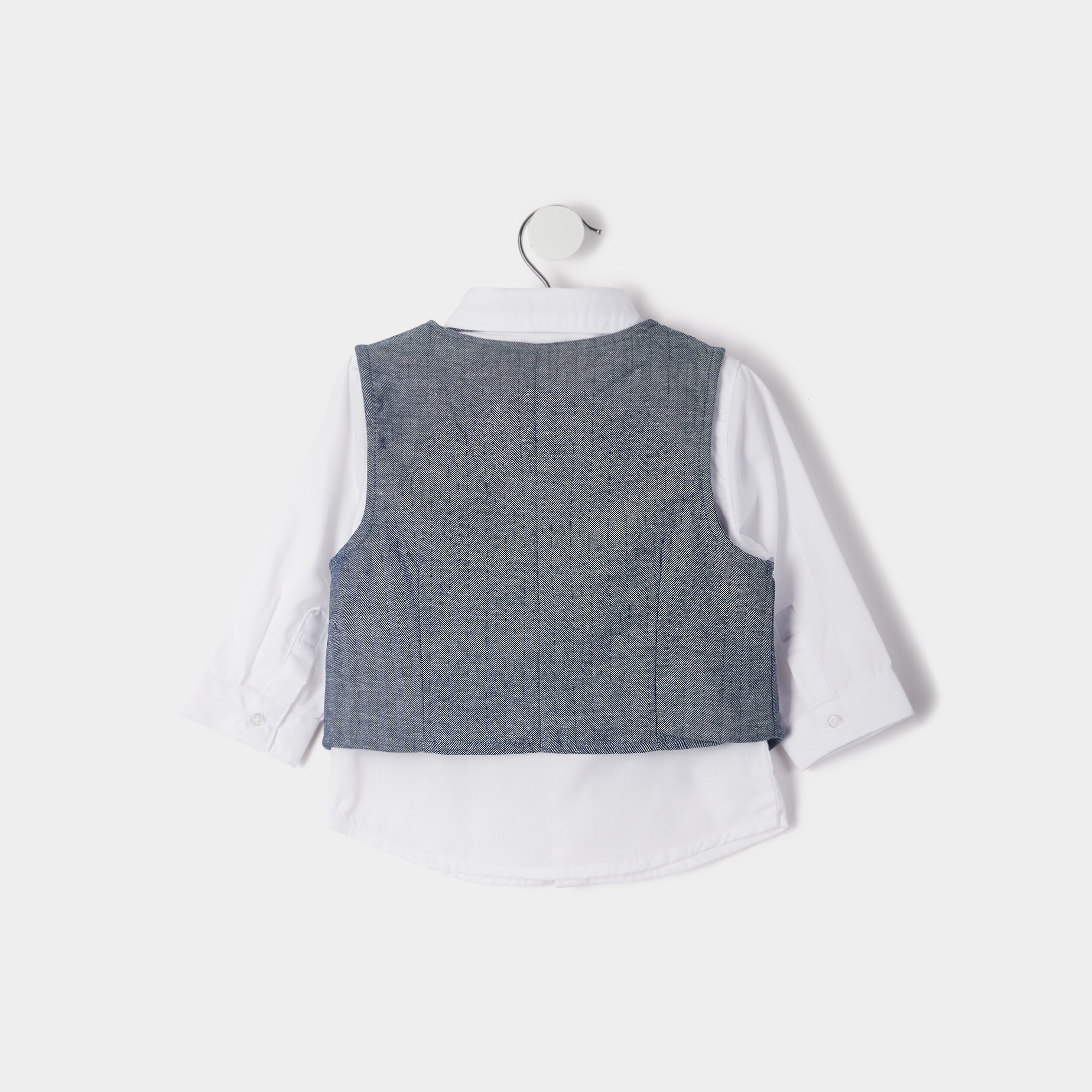 Ensemble 3 pièces chemise gilet bermuda bleu bébé garçon | La Halle