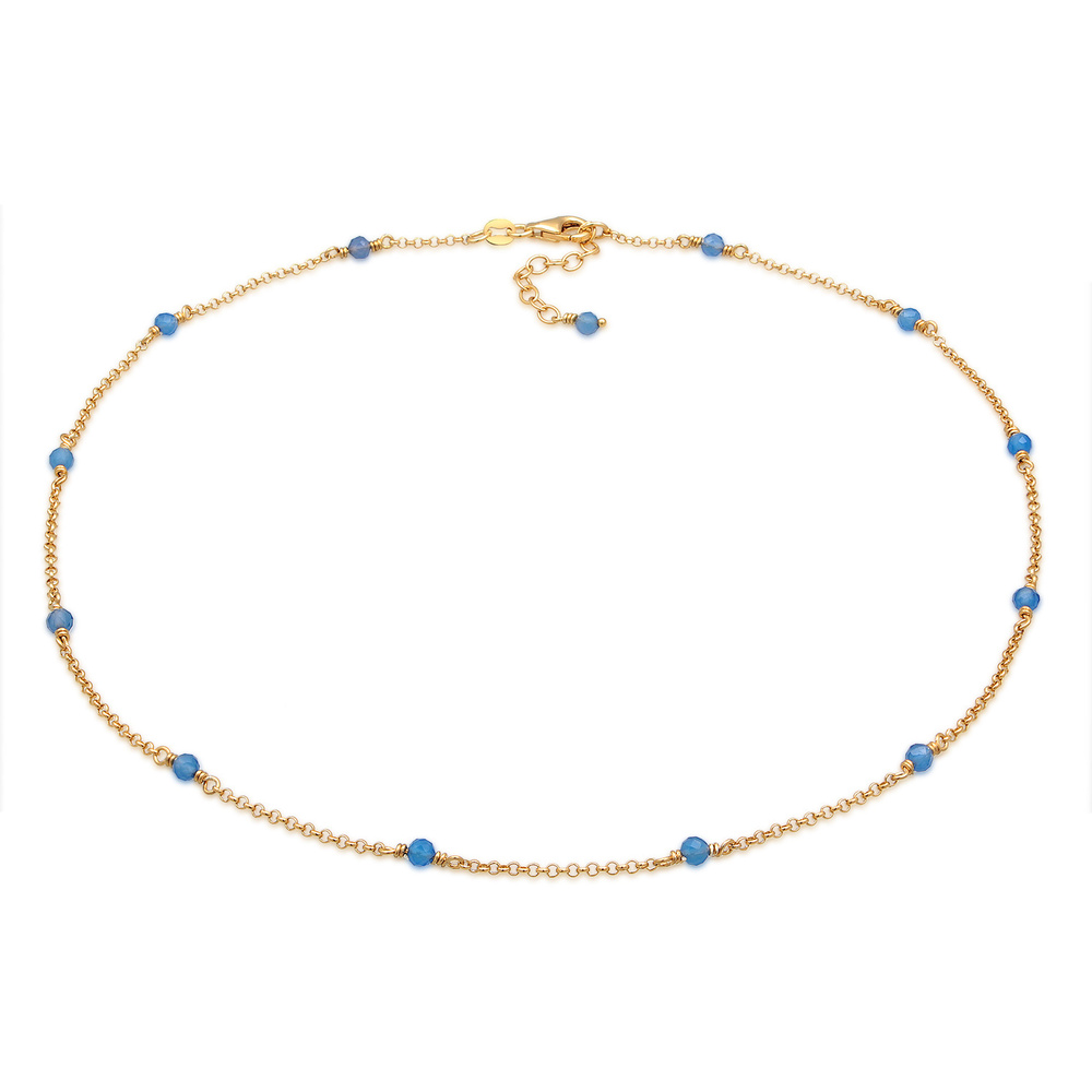 Elli Elli Collier Femmes Tendance filigrane avec des perles d'agate bleu en argent ste collier