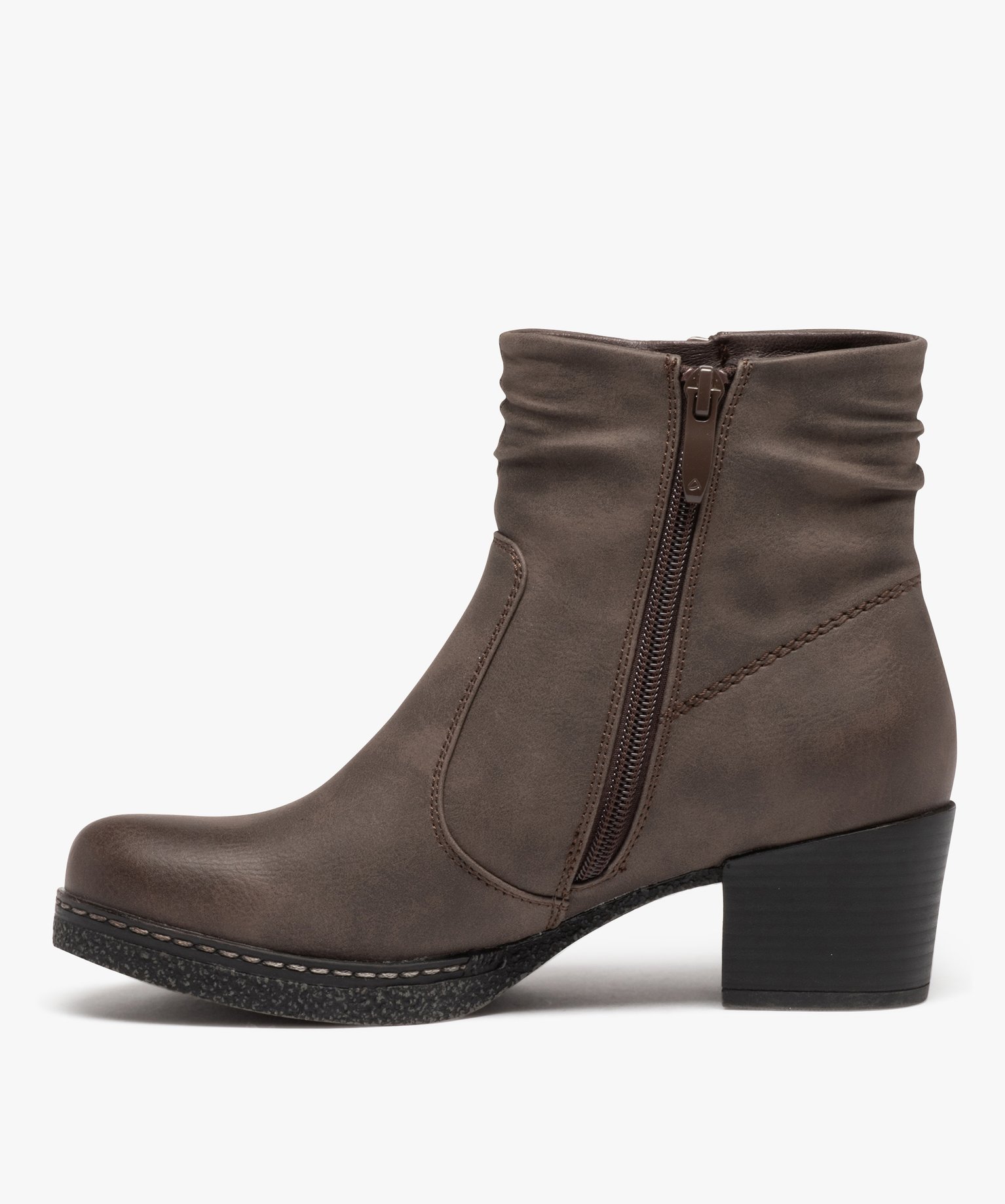 Boots fourrées à talon et semelle plateforme femme marron | GEMO