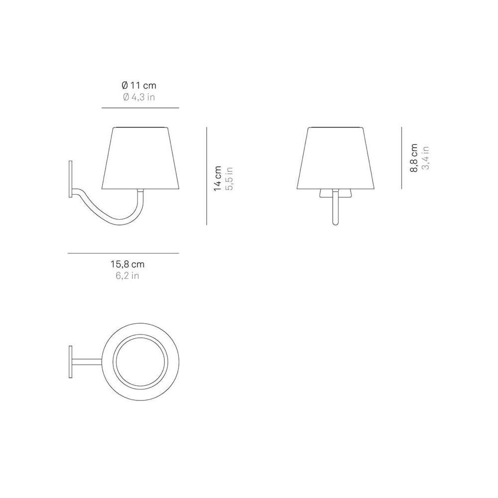 Zafferano LED Wandleuchte LED Akku Wandleuchte Poldina in Weiß 2,2W 188lm IP54, keine Angabe, Leuchtmittel enthalten: Ja, fest verbaut, LED, warmweiss, Wandleuchte, Wandlampe, Wandlicht
