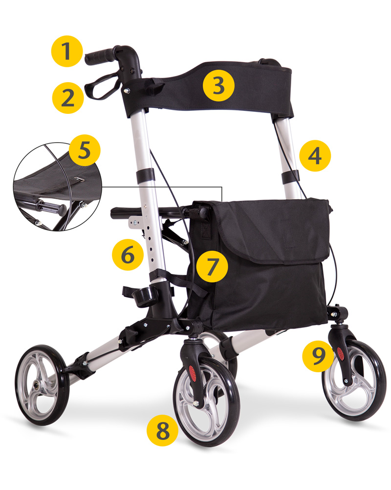 ANTAR Alu Vierrad-Rollator Leichtgewicht AT51006